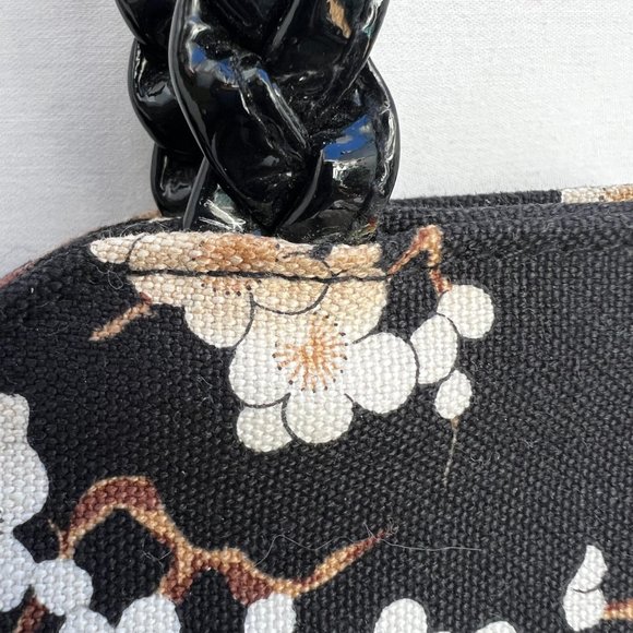 Lulu Guinness Women's Black Twill White Floral Pattern Shoulder Strap Totes Bag - Picture 2 of 12